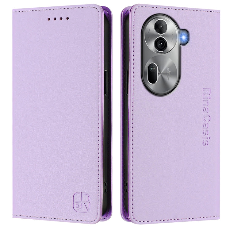 For OPPO Reno11 Pro 5G Global RC01 Dual-Folded Magnetic Suction RFID Leather Phone Case