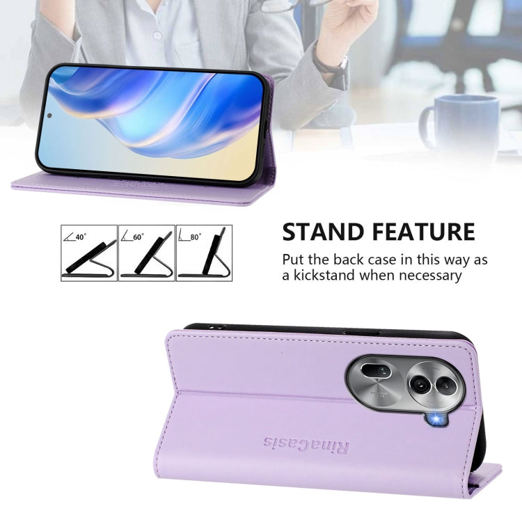 For OPPO Reno11 Pro 5G Global RC01 Dual-Folded Magnetic Suction RFID Leather Phone Case