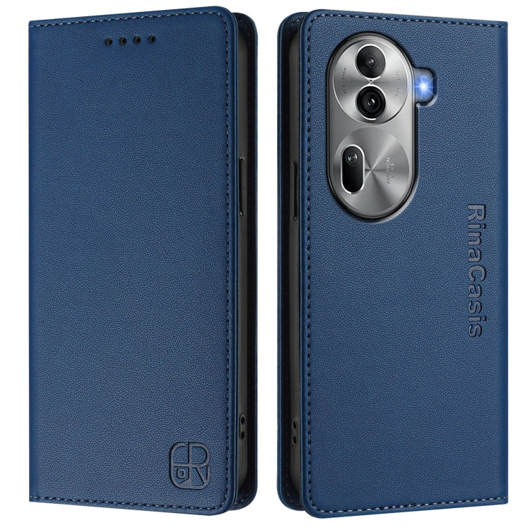 For OPPO Reno11 Pro 5G Global RC01 Dual-Folded Magnetic Suction RFID Leather Phone Case