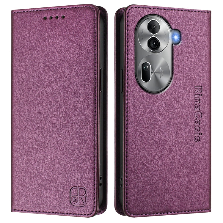 For OPPO Reno11 Pro 5G Global RC01 Dual-Folded Magnetic Suction RFID Leather Phone Case