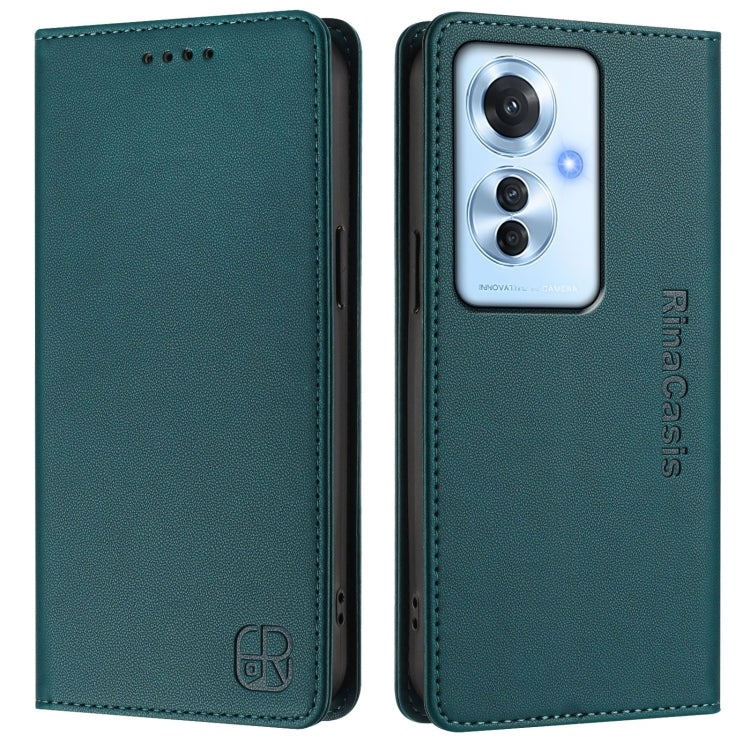 For OPPO Reno11 F 5G Global RC01 Dual-Folded Magnetic Suction RFID Leather Phone Case