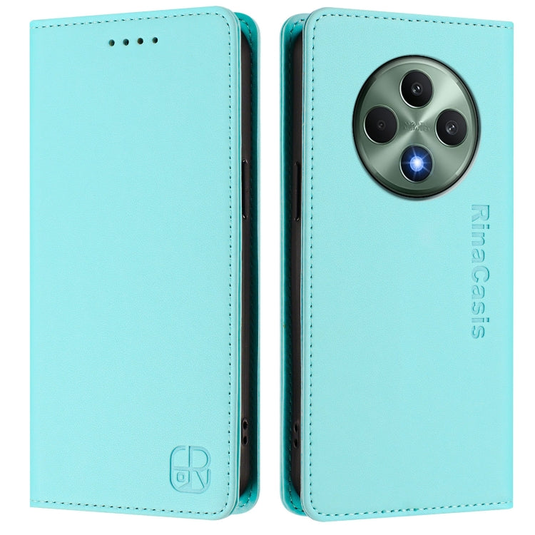 For OPPO Reno12 F 5G / 4G Global RC01 Dual-Folded Magnetic Suction RFID Leather Phone Case