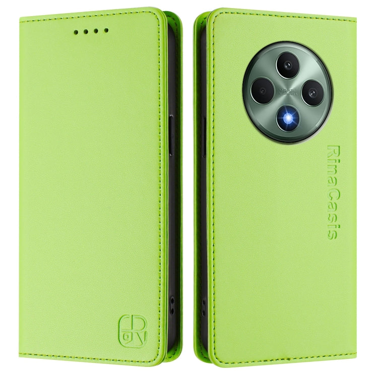 For OPPO Reno12 F 5G / 4G Global RC01 Dual-Folded Magnetic Suction RFID Leather Phone Case