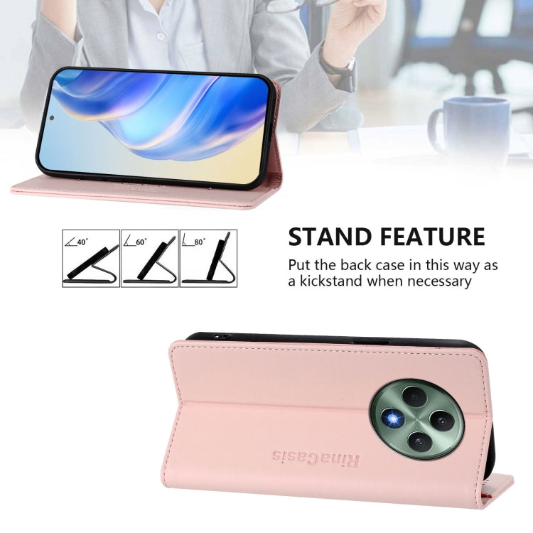 For OPPO Reno12 F 5G / 4G Global RC01 Dual-Folded Magnetic Suction RFID Leather Phone Case