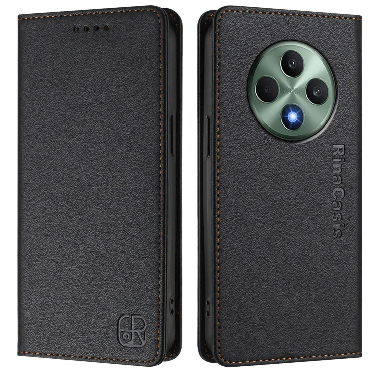 For OPPO Reno12 F 5G / 4G Global RC01 Dual-Folded Magnetic Suction RFID Leather Phone Case