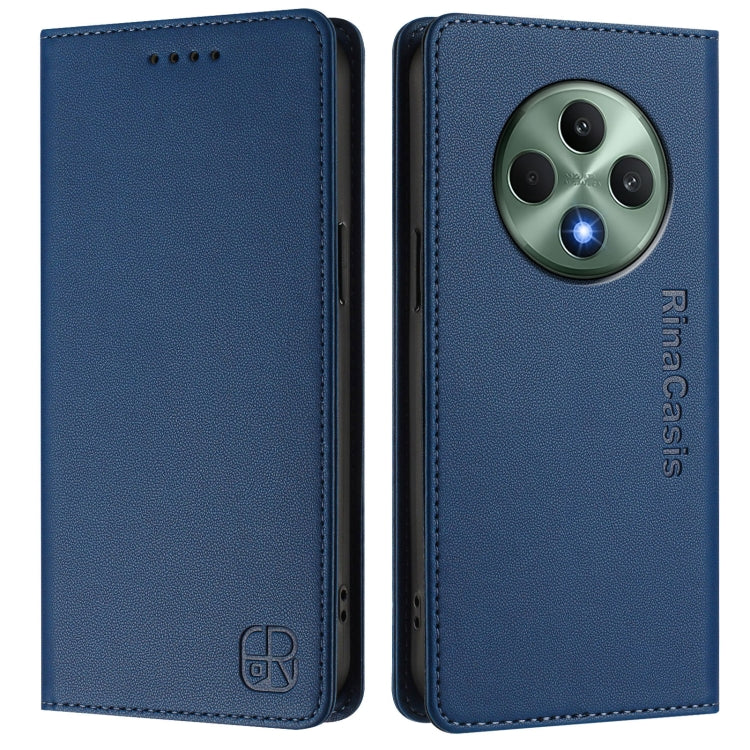 For OPPO Reno12 F 5G / 4G Global RC01 Dual-Folded Magnetic Suction RFID Leather Phone Case