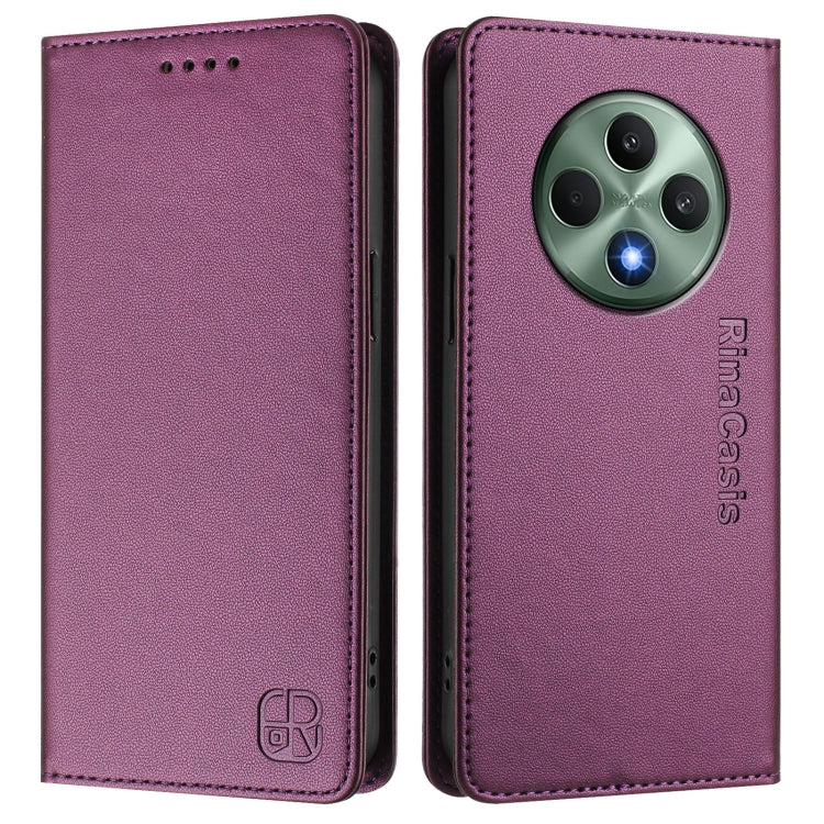 For OPPO Reno12 F 5G / 4G Global RC01 Dual-Folded Magnetic Suction RFID Leather Phone Case