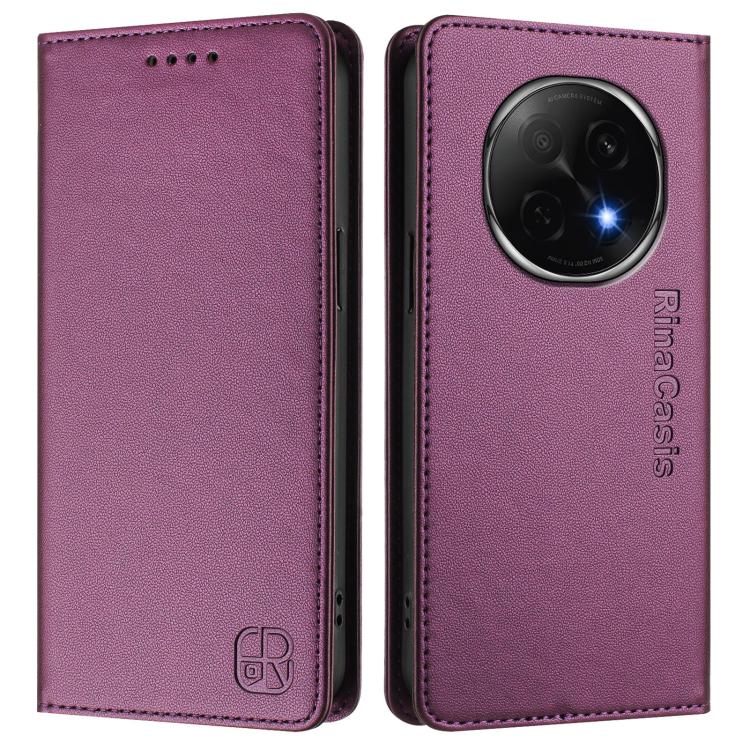 For OPPO A5 Pro China RC01 Dual-Folded Magnetic Suction RFID Leather Phone Case