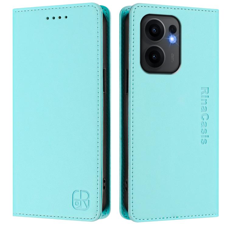 For OPPO Reno13 F 5G RC01 Dual-Folded Magnetic Suction RFID Leather Phone Case