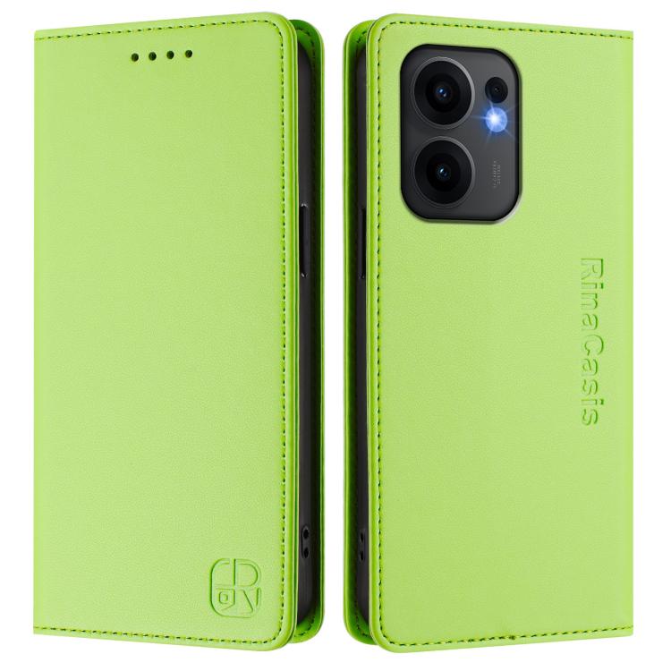 For OPPO Reno13 F 5G RC01 Dual-Folded Magnetic Suction RFID Leather Phone Case