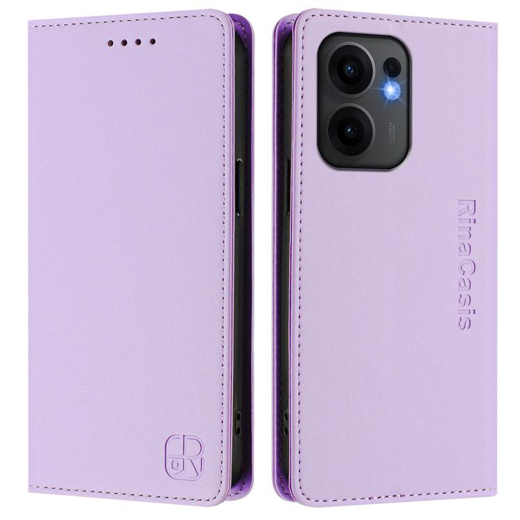 For OPPO Reno13 F 5G RC01 Dual-Folded Magnetic Suction RFID Leather Phone Case