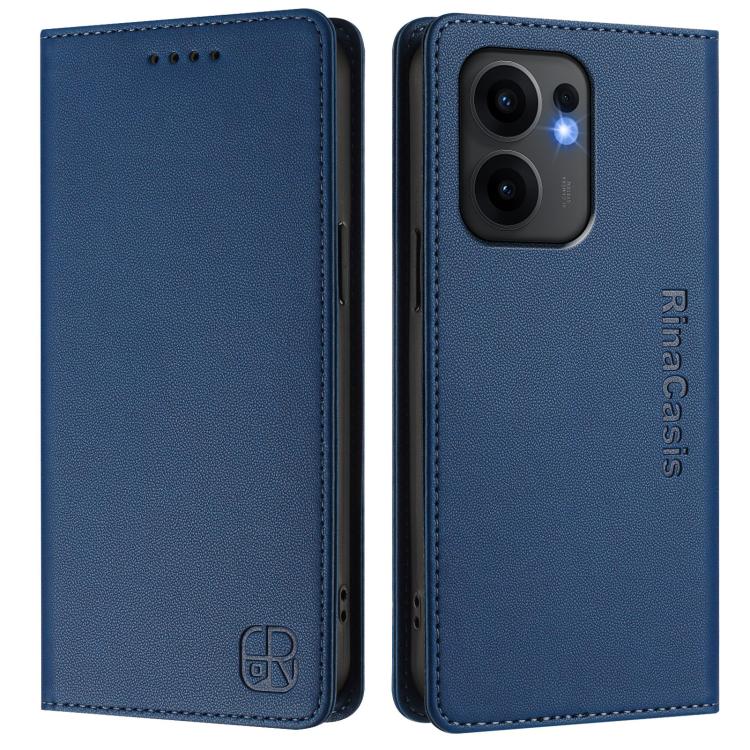 For OPPO Reno13 F 5G RC01 Dual-Folded Magnetic Suction RFID Leather Phone Case