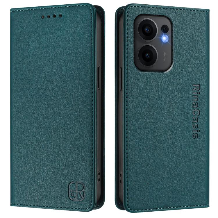 For OPPO Reno13 F 5G RC01 Dual-Folded Magnetic Suction RFID Leather Phone Case