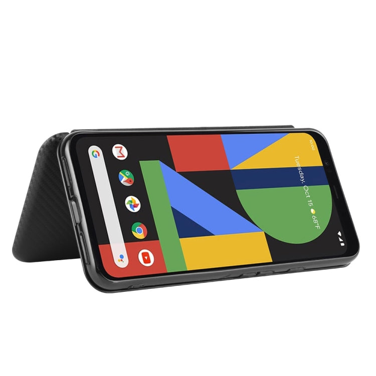 For Google Pixel 4 Carbon Fiber Texture Horizontal Flip TPU + PC + PU Leather Case with Card Slot
