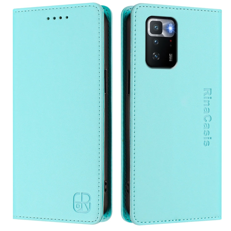 For Xiaomi Poco X3 GT RC01 Dual-Folded Magnetic Suction RFID Leather Phone Case