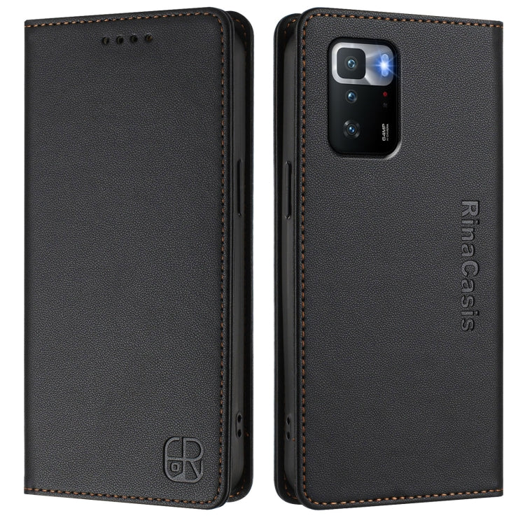 For Xiaomi Poco X3 GT RC01 Dual-Folded Magnetic Suction RFID Leather Phone Case