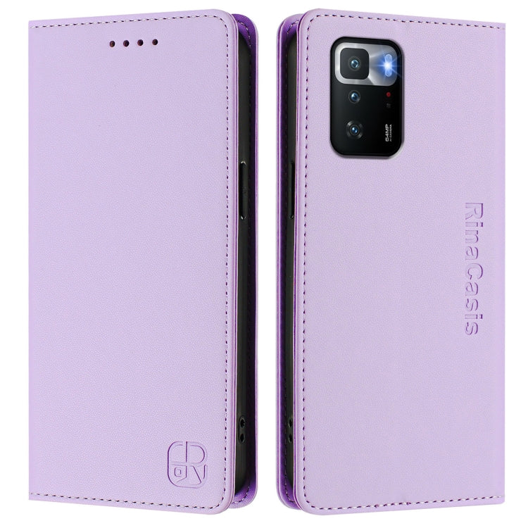 For Xiaomi Poco X3 GT RC01 Dual-Folded Magnetic Suction RFID Leather Phone Case