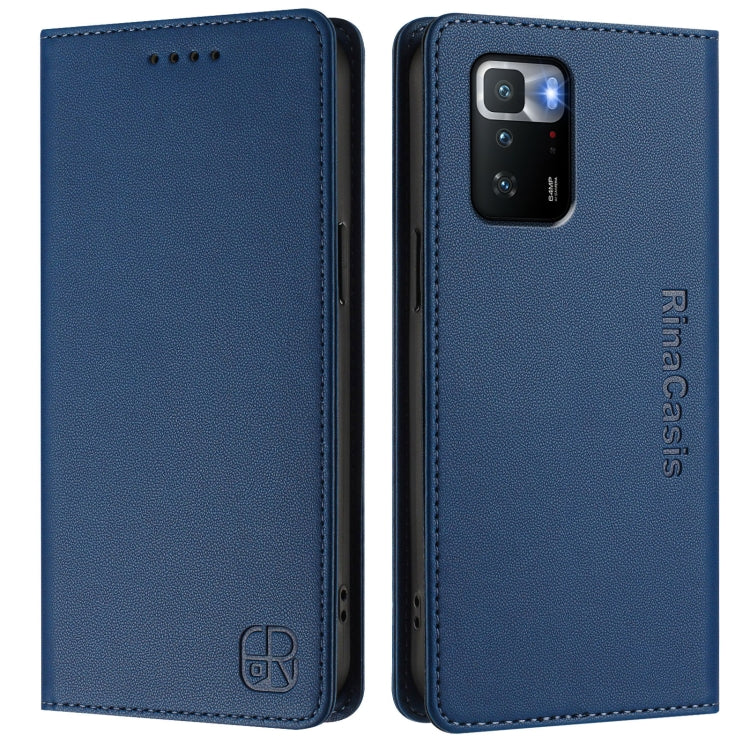 For Xiaomi Poco X3 GT RC01 Dual-Folded Magnetic Suction RFID Leather Phone Case