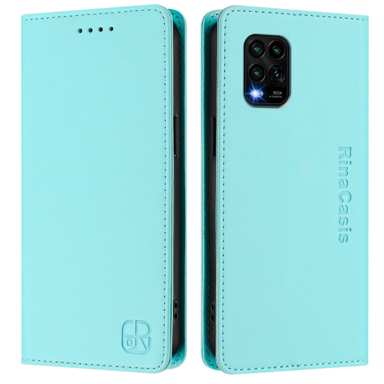 For Xiaomi Mi 10 Lite RC01 Dual-Folded Magnetic Suction RFID Leather Phone Case