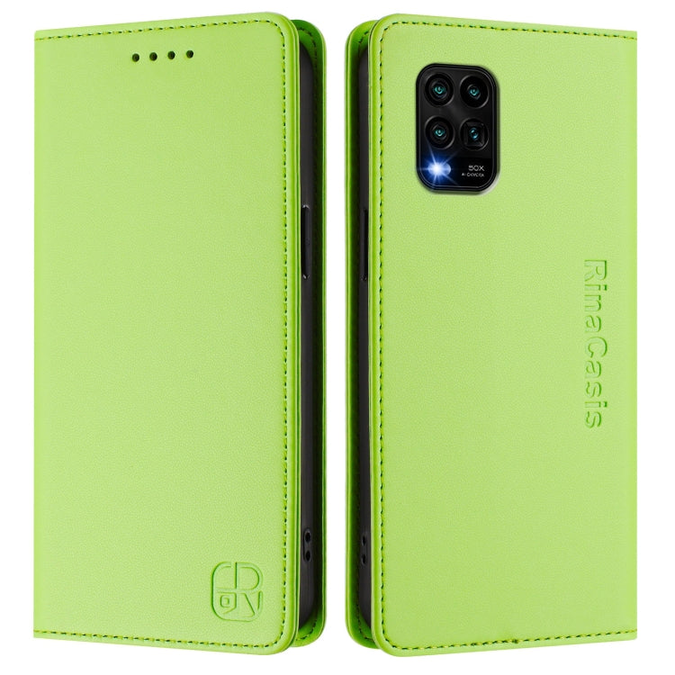 For Xiaomi Mi 10 Lite RC01 Dual-Folded Magnetic Suction RFID Leather Phone Case