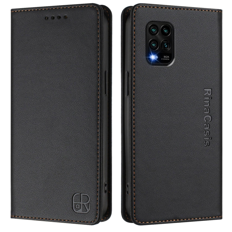 For Xiaomi Mi 10 Lite RC01 Dual-Folded Magnetic Suction RFID Leather Phone Case