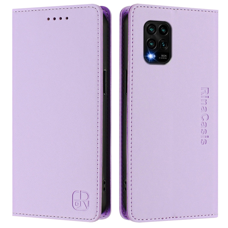 For Xiaomi Mi 10 Lite RC01 Dual-Folded Magnetic Suction RFID Leather Phone Case