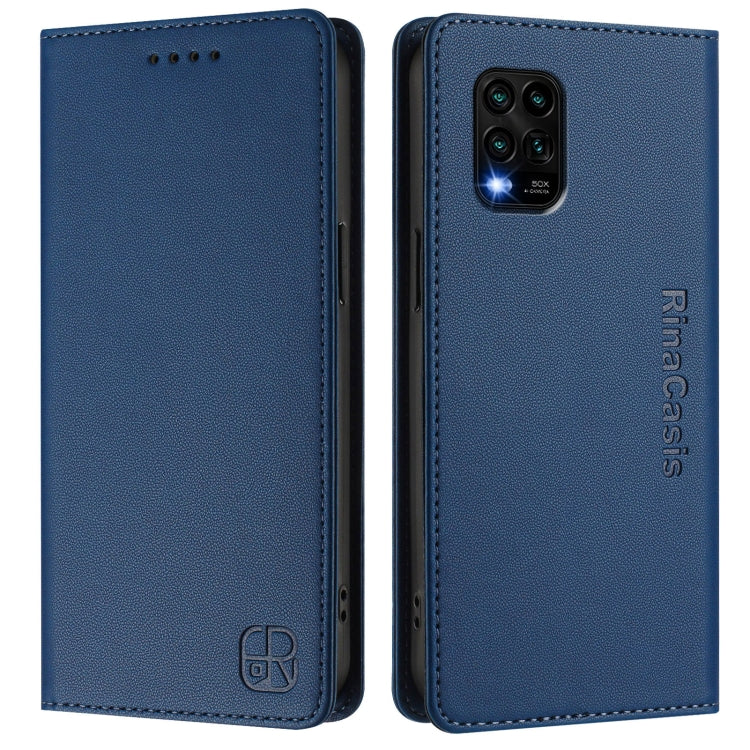 For Xiaomi Mi 10 Lite RC01 Dual-Folded Magnetic Suction RFID Leather Phone Case