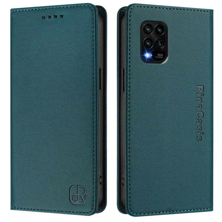 For Xiaomi Mi 10 Lite RC01 Dual-Folded Magnetic Suction RFID Leather Phone Case