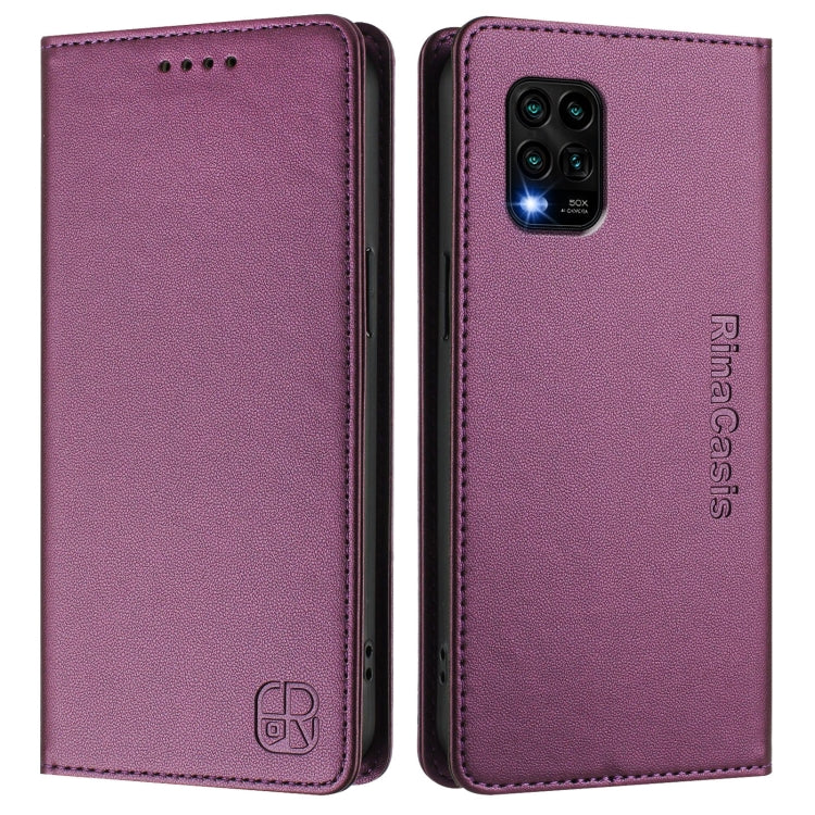 For Xiaomi Mi 10 Lite RC01 Dual-Folded Magnetic Suction RFID Leather Phone Case