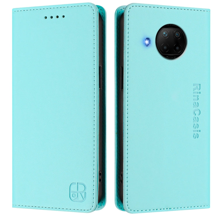 For Xiaomi Mi 10T Lite 5G RC01 Dual-Folded Magnetic Suction RFID Leather Phone Case