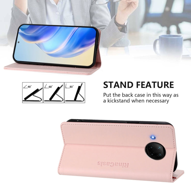 For Xiaomi Mi 10T Lite 5G RC01 Dual-Folded Magnetic Suction RFID Leather Phone Case