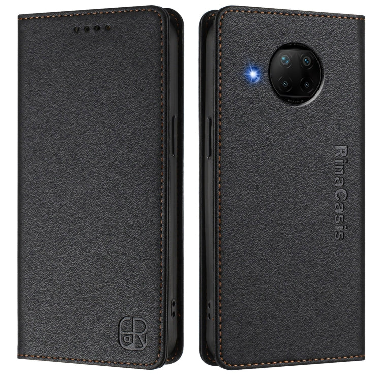 For Xiaomi Mi 10T Lite 5G RC01 Dual-Folded Magnetic Suction RFID Leather Phone Case