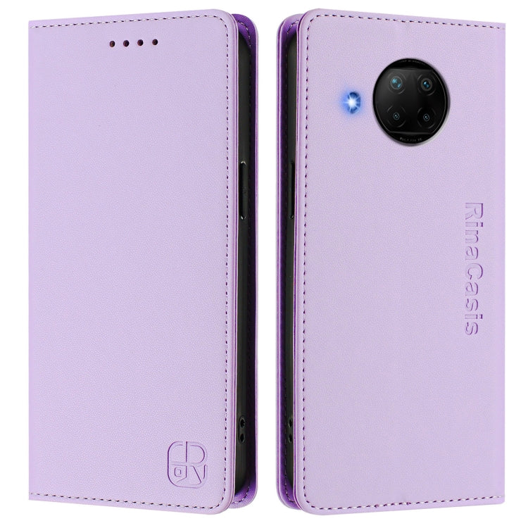 For Xiaomi Mi 10T Lite 5G RC01 Dual-Folded Magnetic Suction RFID Leather Phone Case