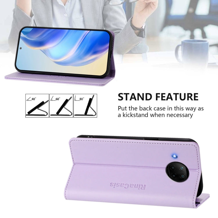 For Xiaomi Mi 10T Lite 5G RC01 Dual-Folded Magnetic Suction RFID Leather Phone Case