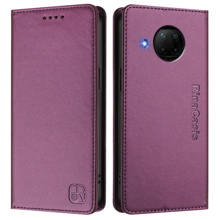 For Xiaomi Mi 10T Lite 5G RC01 Dual-Folded Magnetic Suction RFID Leather Phone Case