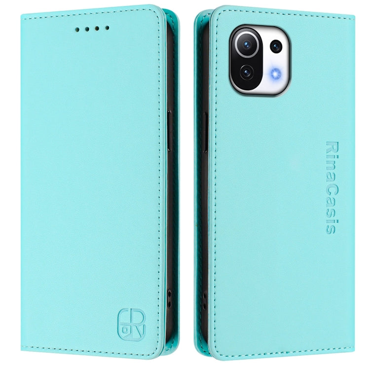 For Xiaomi Mi 11 Lite / Mi 11 Lite 5G RC01 Dual-Folded Magnetic Suction RFID Leather Phone Case
