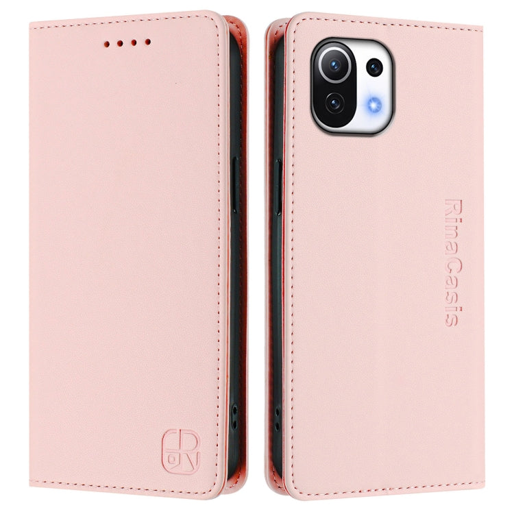 For Xiaomi Mi 11 Lite / Mi 11 Lite 5G RC01 Dual-Folded Magnetic Suction RFID Leather Phone Case