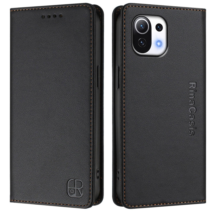 For Xiaomi Mi 11 Lite / Mi 11 Lite 5G RC01 Dual-Folded Magnetic Suction RFID Leather Phone Case