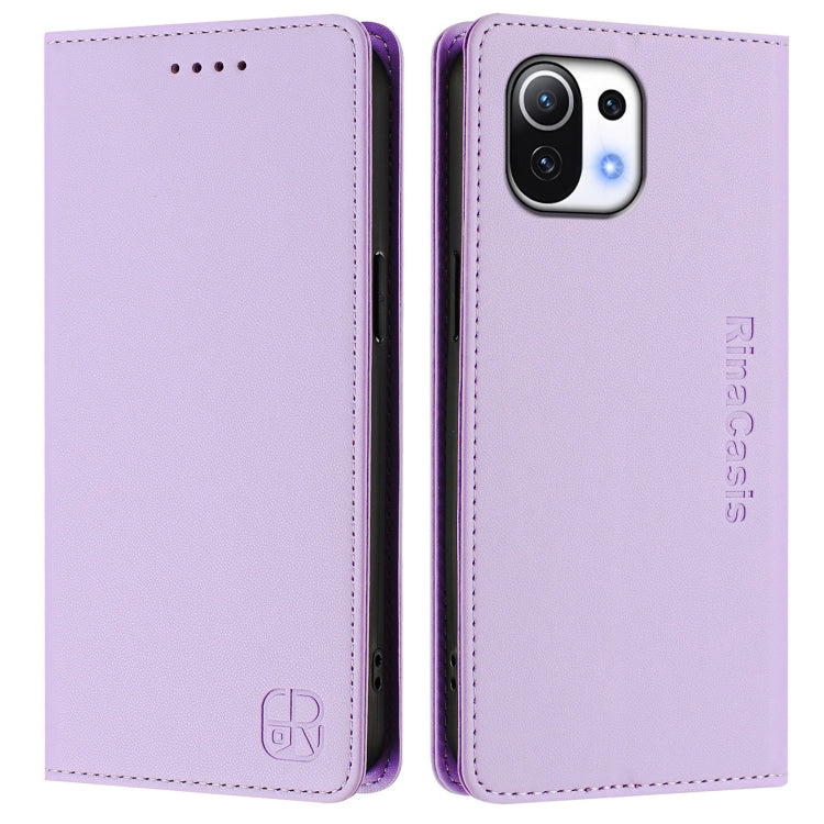 For Xiaomi Mi 11 Lite / Mi 11 Lite 5G RC01 Dual-Folded Magnetic Suction RFID Leather Phone Case