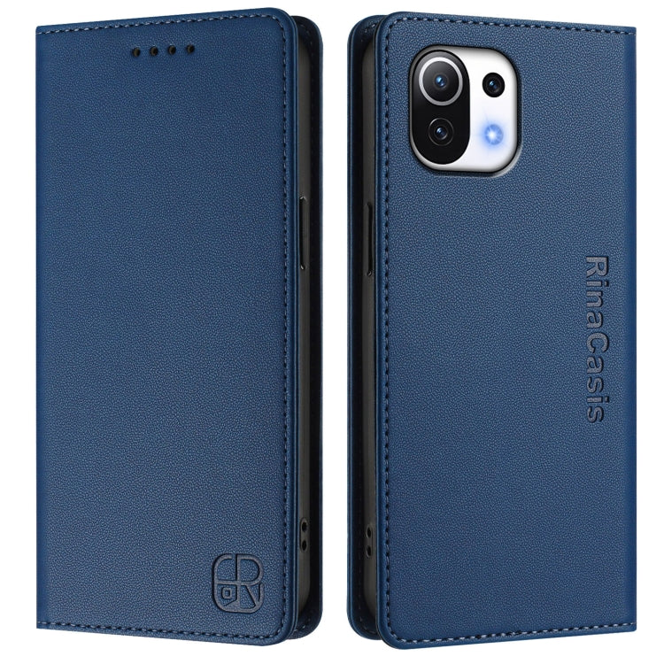 For Xiaomi Mi 11 Lite / Mi 11 Lite 5G RC01 Dual-Folded Magnetic Suction RFID Leather Phone Case