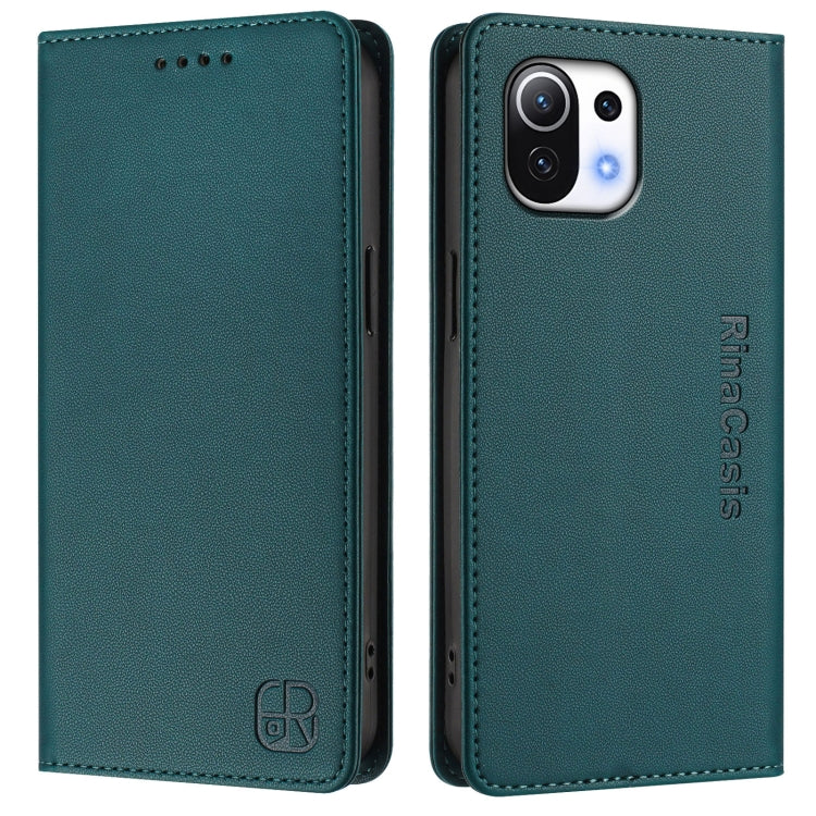 For Xiaomi Mi 11 Lite / Mi 11 Lite 5G RC01 Dual-Folded Magnetic Suction RFID Leather Phone Case