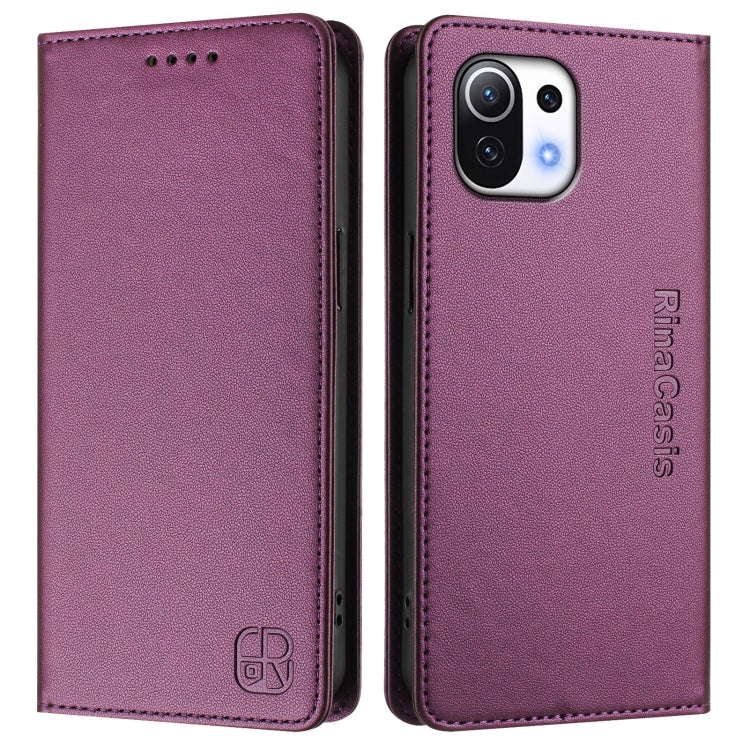 For Xiaomi Mi 11 Lite / Mi 11 Lite 5G RC01 Dual-Folded Magnetic Suction RFID Leather Phone Case