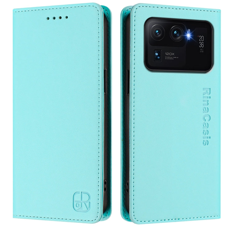 For Xiaomi Mi 11 Ultra RC01 Dual-Folded Magnetic Suction RFID Leather Phone Case
