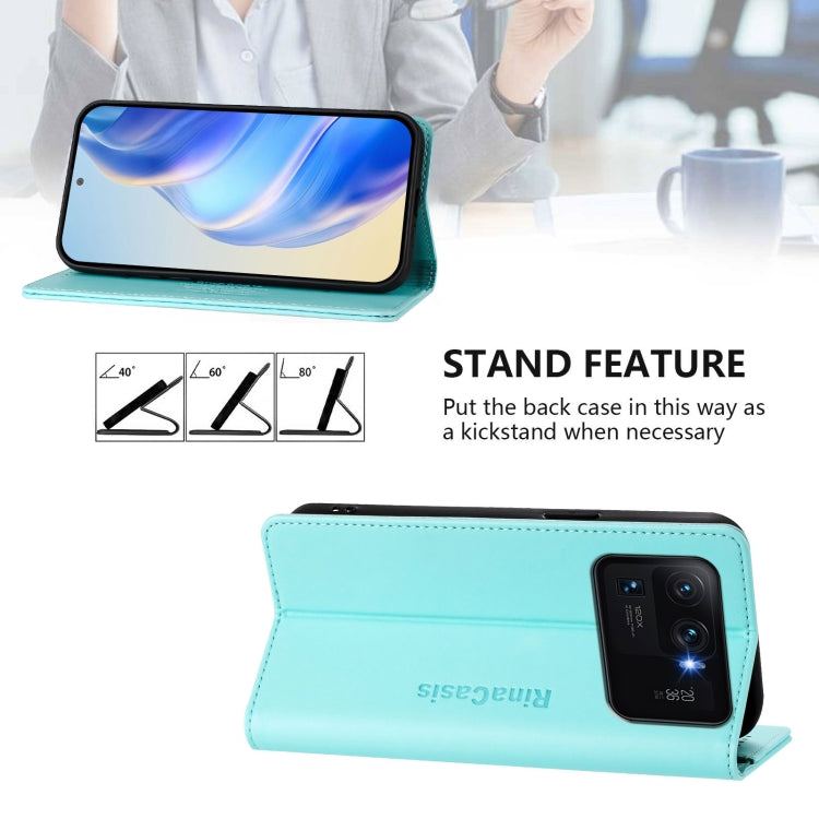 For Xiaomi Mi 11 Ultra RC01 Dual-Folded Magnetic Suction RFID Leather Phone Case