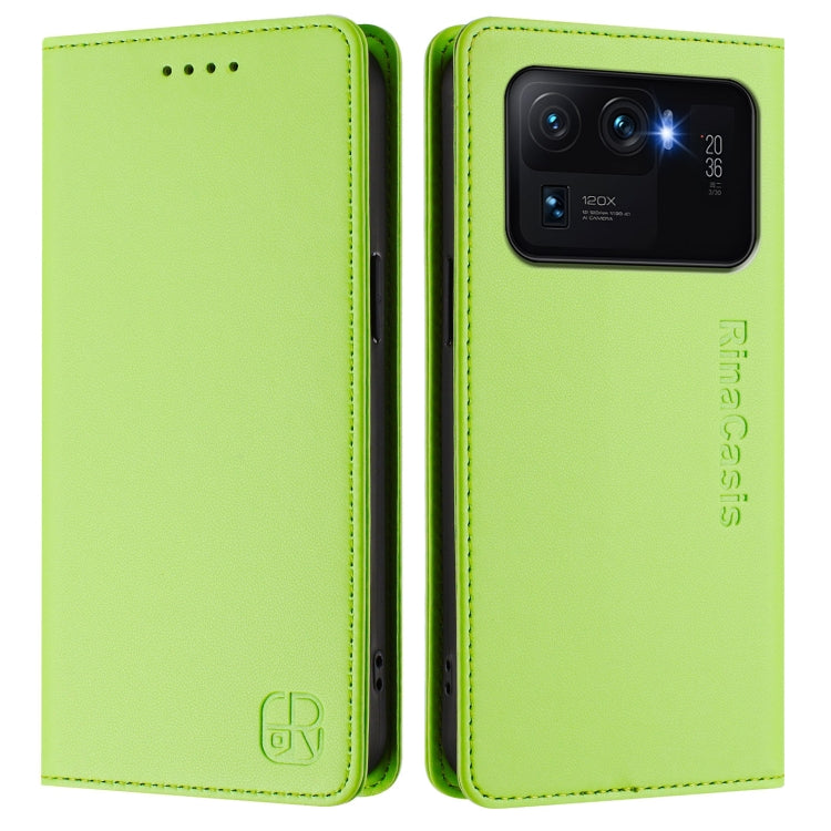 For Xiaomi Mi 11 Ultra RC01 Dual-Folded Magnetic Suction RFID Leather Phone Case