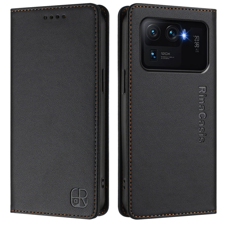 For Xiaomi Mi 11 Ultra RC01 Dual-Folded Magnetic Suction RFID Leather Phone Case