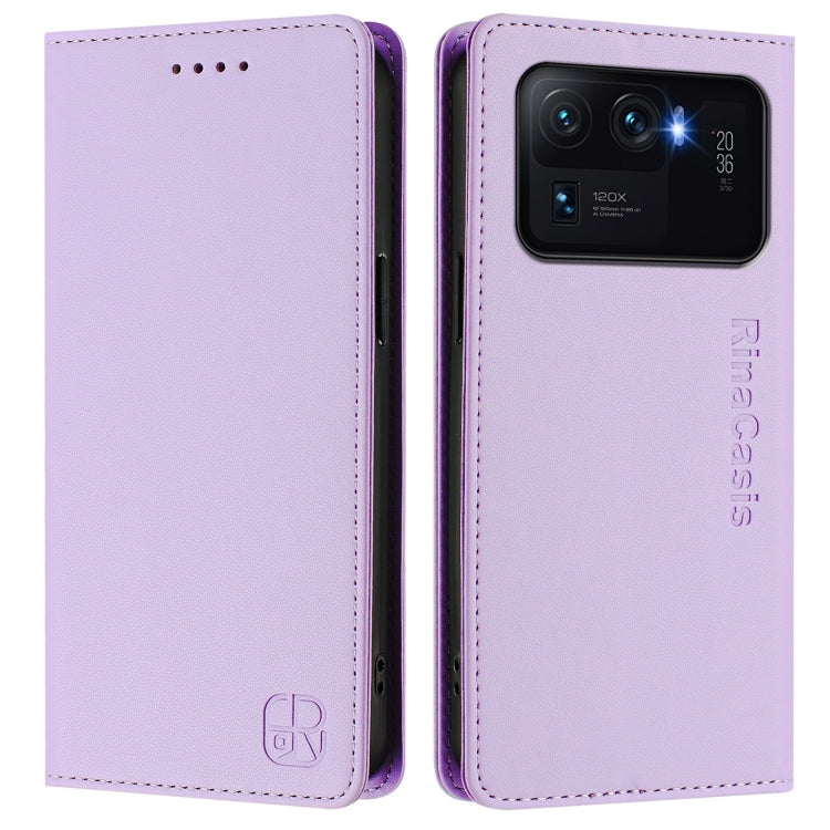 For Xiaomi Mi 11 Ultra RC01 Dual-Folded Magnetic Suction RFID Leather Phone Case