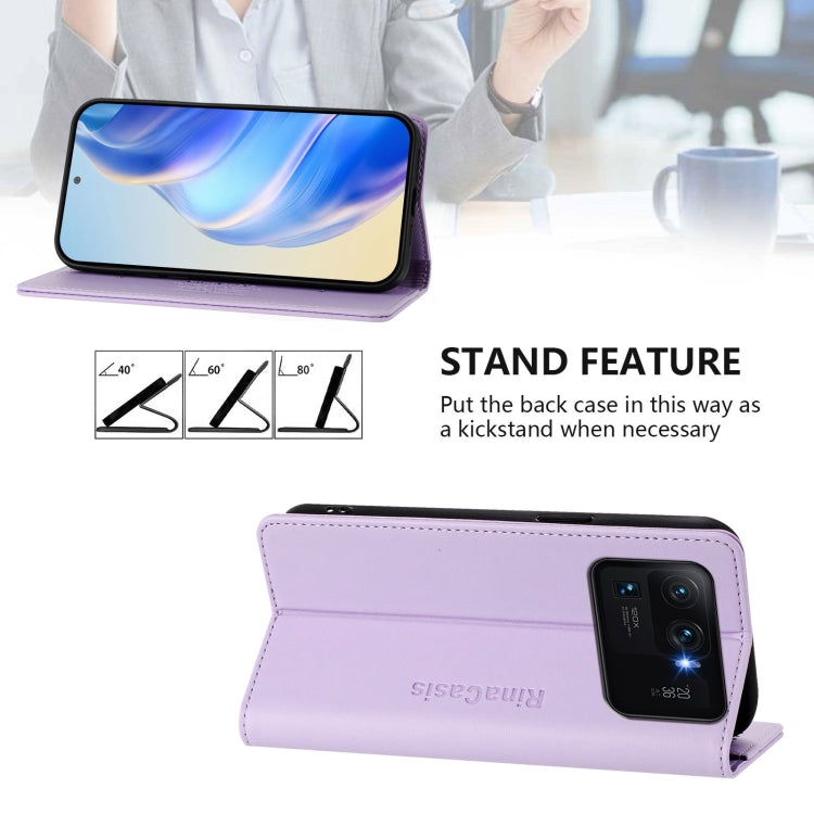 For Xiaomi Mi 11 Ultra RC01 Dual-Folded Magnetic Suction RFID Leather Phone Case