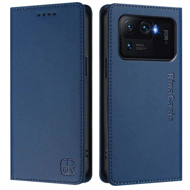 For Xiaomi Mi 11 Ultra RC01 Dual-Folded Magnetic Suction RFID Leather Phone Case