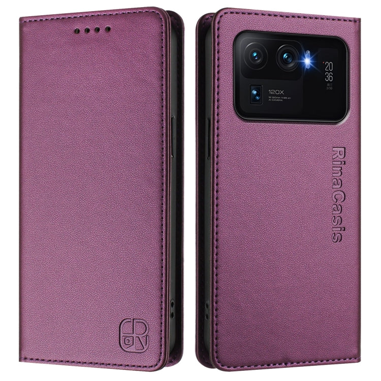 For Xiaomi Mi 11 Ultra RC01 Dual-Folded Magnetic Suction RFID Leather Phone Case
